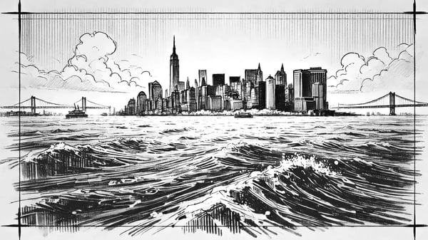 Storyboard of New York City skyline. 