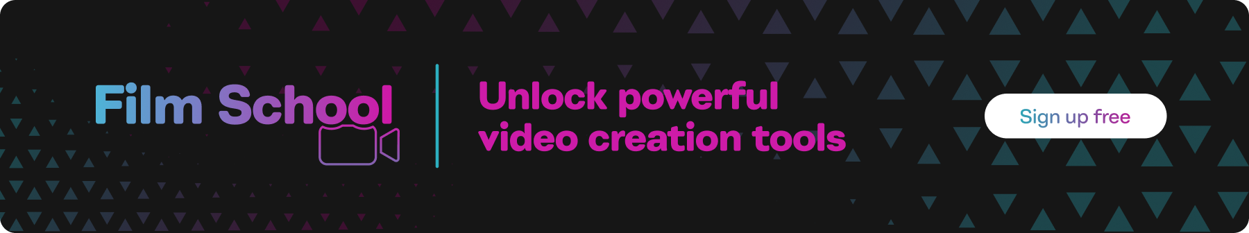 Film School illustration with the call to action, "Unlock powerful video creation tools."