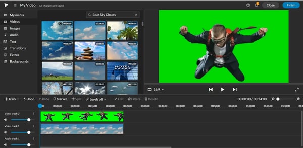 Green screen editing in WeVideo.