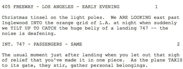 Sample excerpt from screenplay.