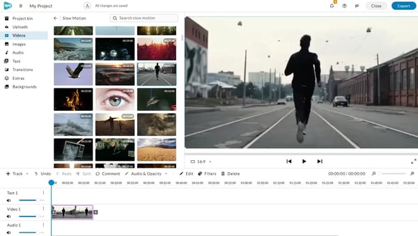 WeVideo editor with media clip added to timeline.
