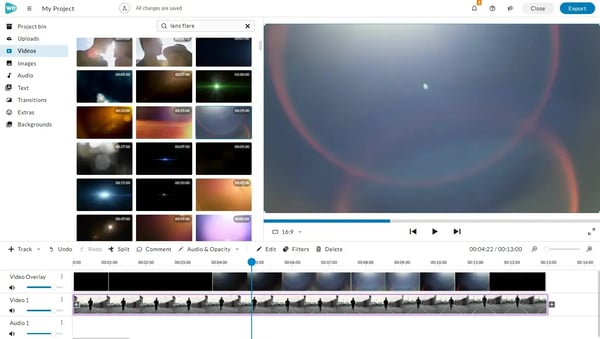 Selecting an overlay from WeVideo's library. 