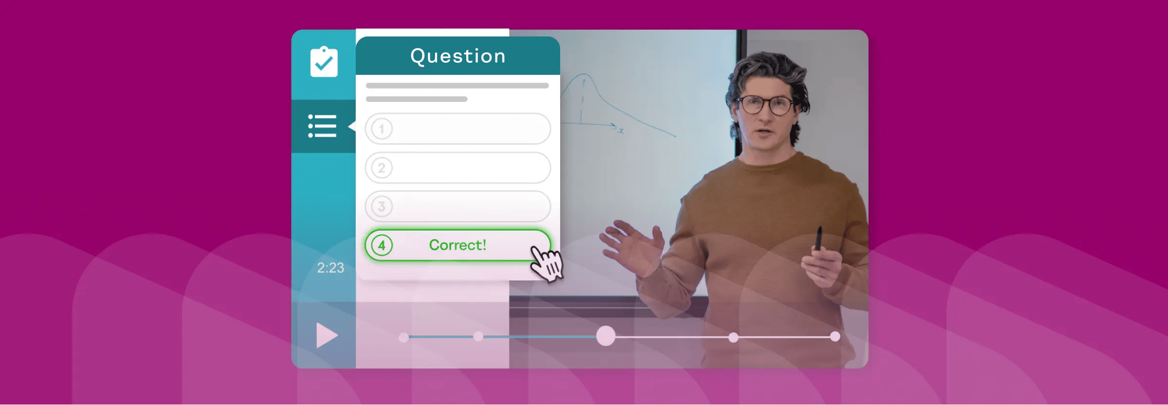 Example of interactive question popping up on video.