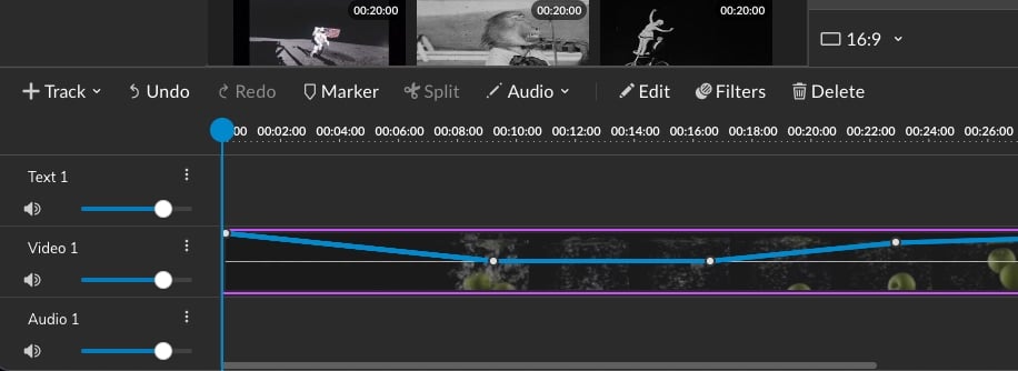 Adjusting audio levels on a video clip in WeVideo editor