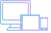 Computer, tablet, and smart phone icons, each with blue-purple gradient fill.