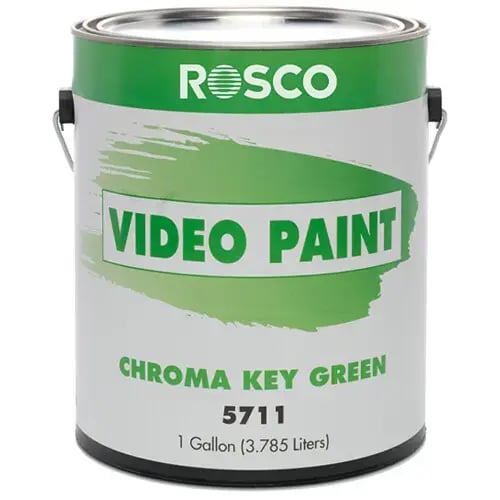 Rosco's can of chroma key green video paint.