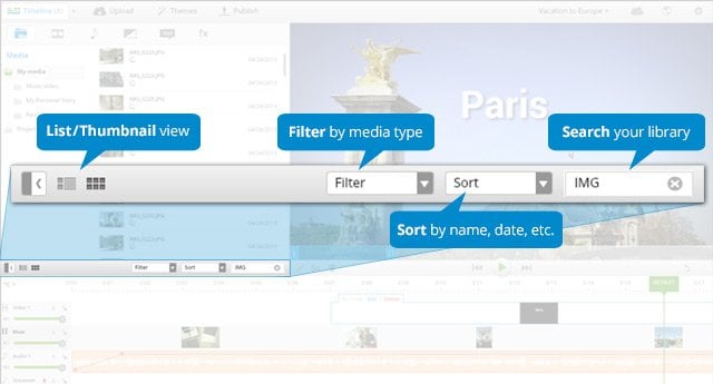 WeVideo List view and media management