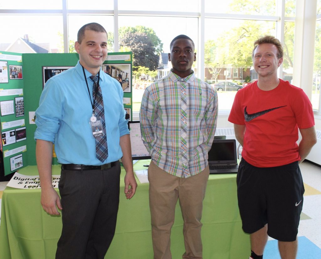 Teacher Joe Benvenga with students showcasing WeVideo
