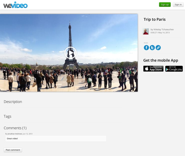 Share Video WeVideo Hub