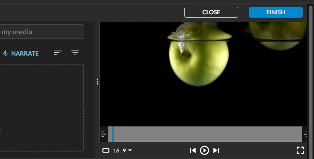 Close-up of WeVideo editor, showing where to click in order to export a project.