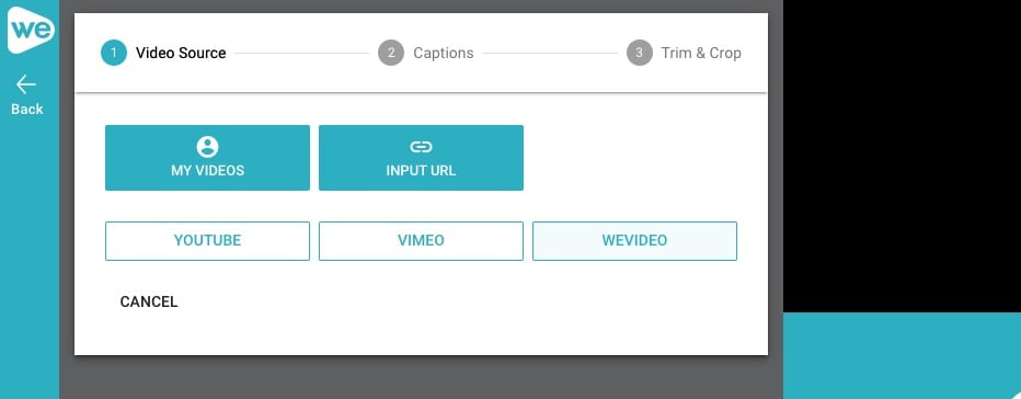 Screenshot of WeVideo option in PlayPosit