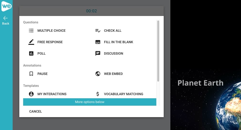 Screenshot of adding interactivity in PlayPosit