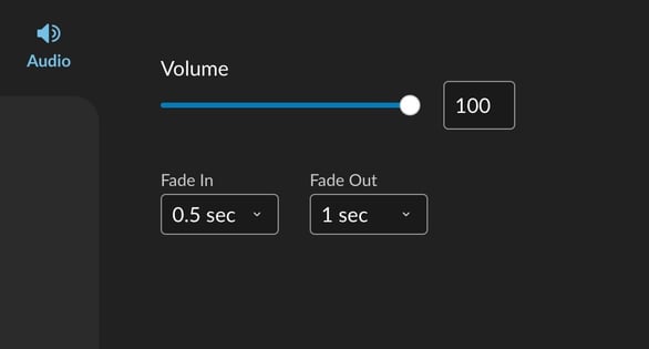 Screenshot of audio tab of Clip editor in WeVideo