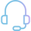Headset icon with blue-purple gradient fill.