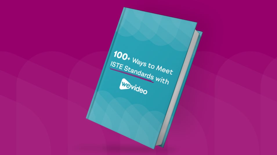 100 Ways to Meet ISTE standards eBook against magenta background.