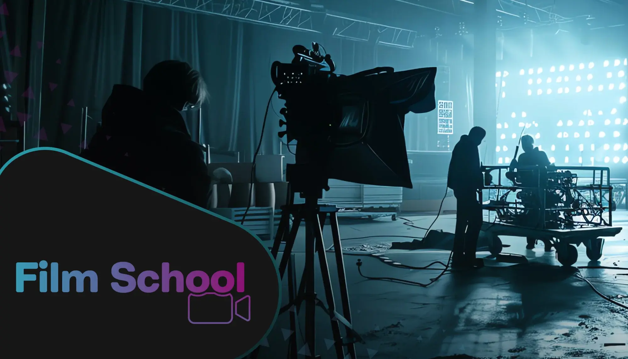 Production set for film. WeVideo Film School graphic in bottom left corner.