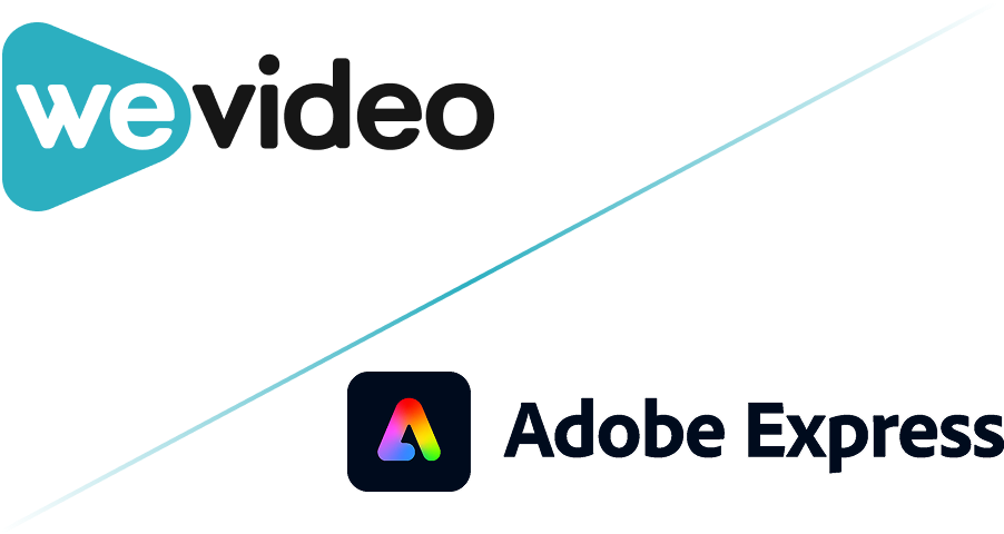 WeVideo vs. Adobe Express logos.