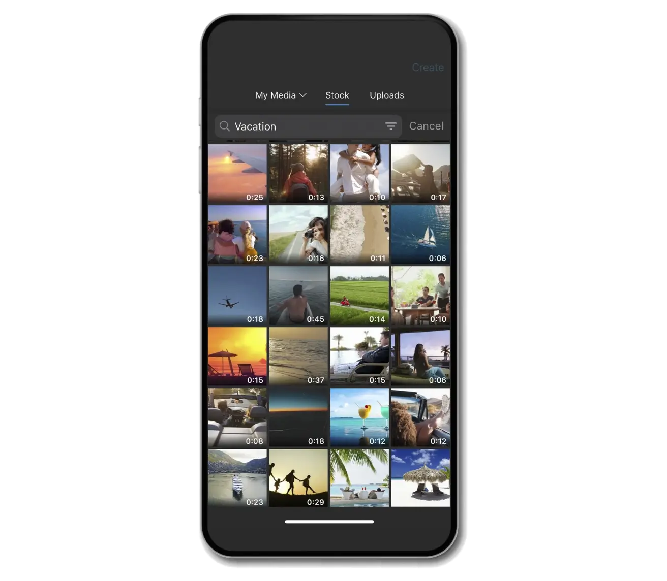 WeVideo android app showing stock media