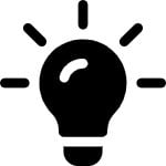 Black icon, lightbulb.