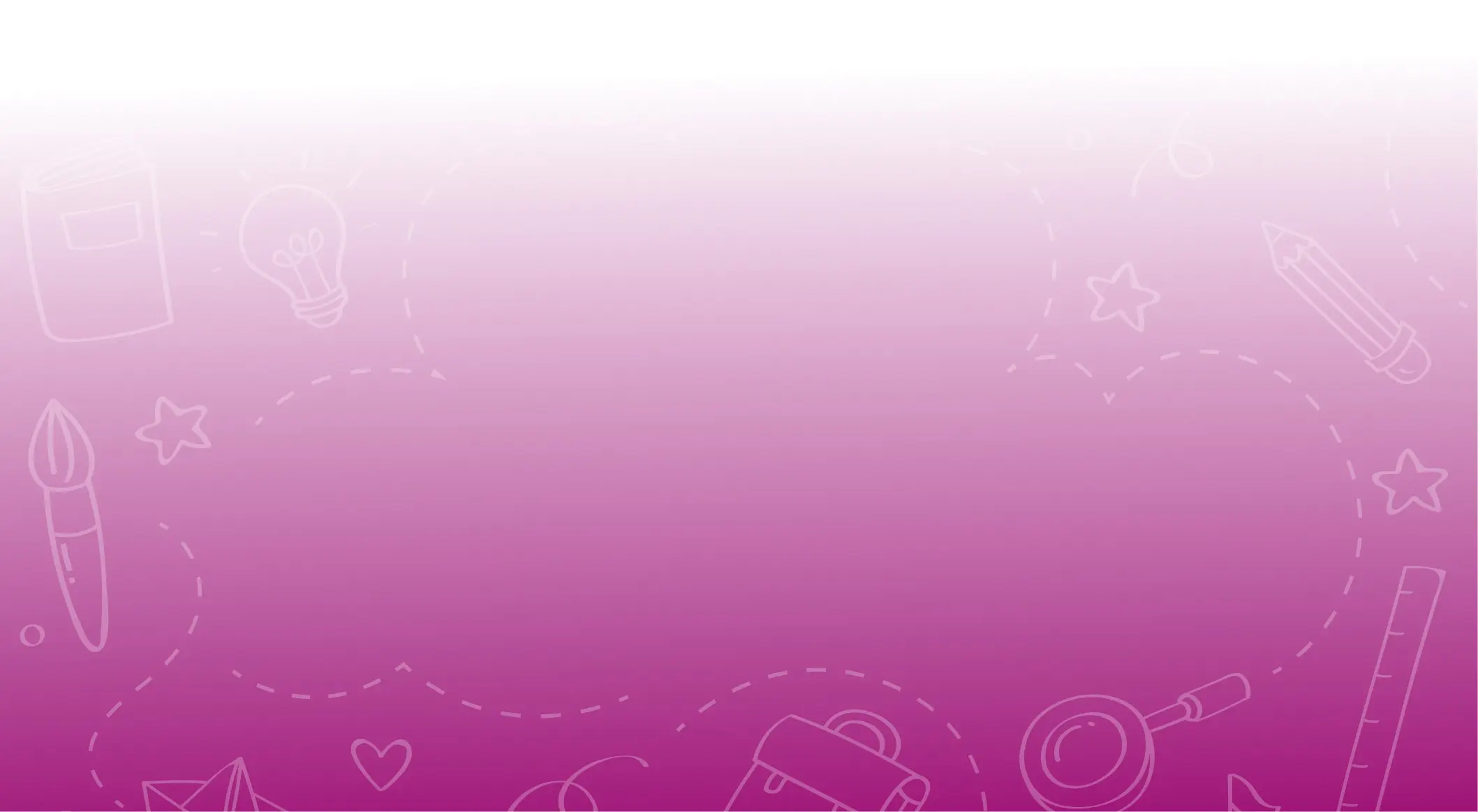 Magenta background with various education-themed icons outlined in white. 