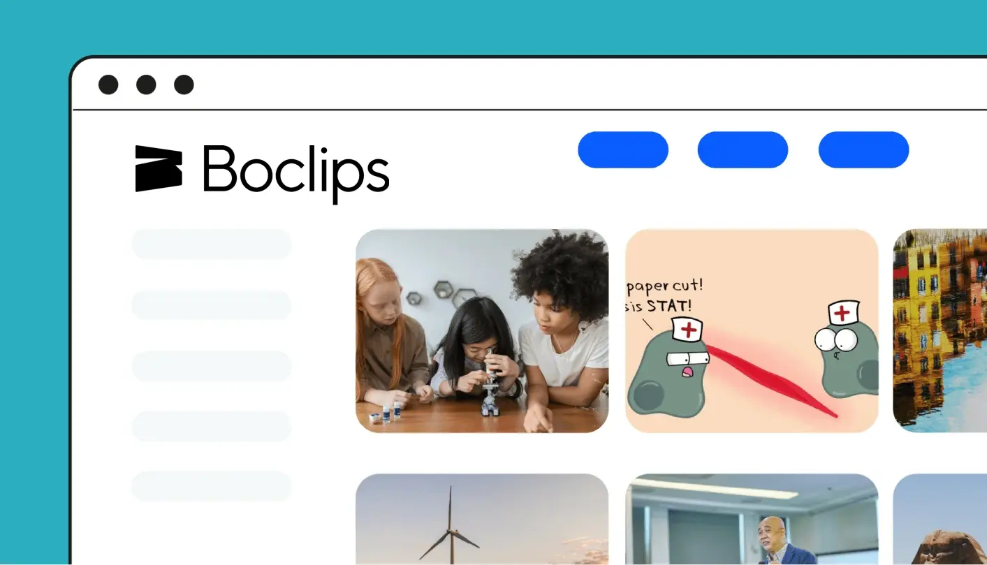 Boclips showing thumbnail grid of videos.