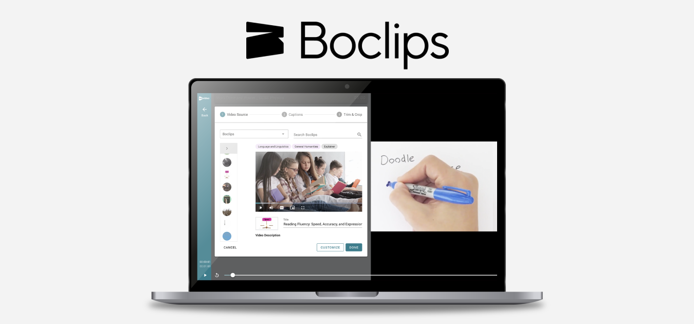 Boclips open in WeVideo on laptop.