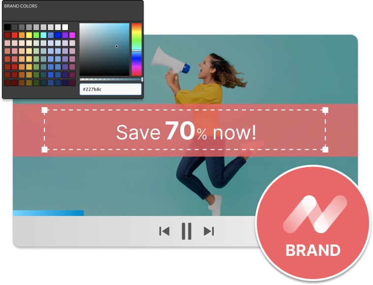 UI mockup of creating branded video ads in WeVideo