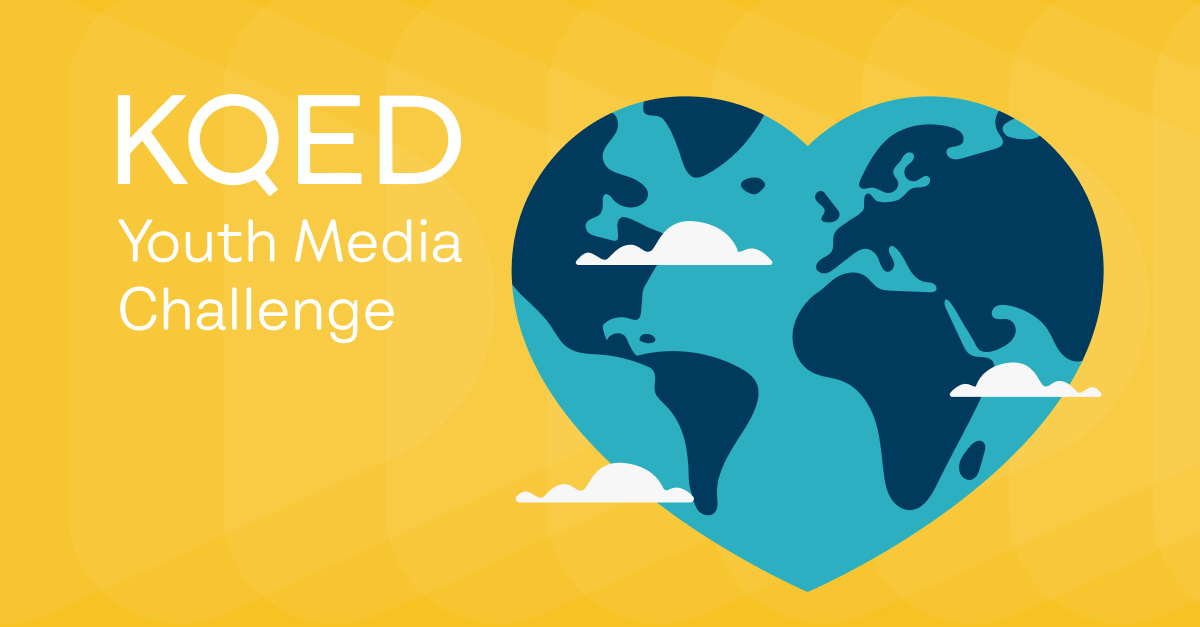 Heart-shaped blue globe over yellow background.