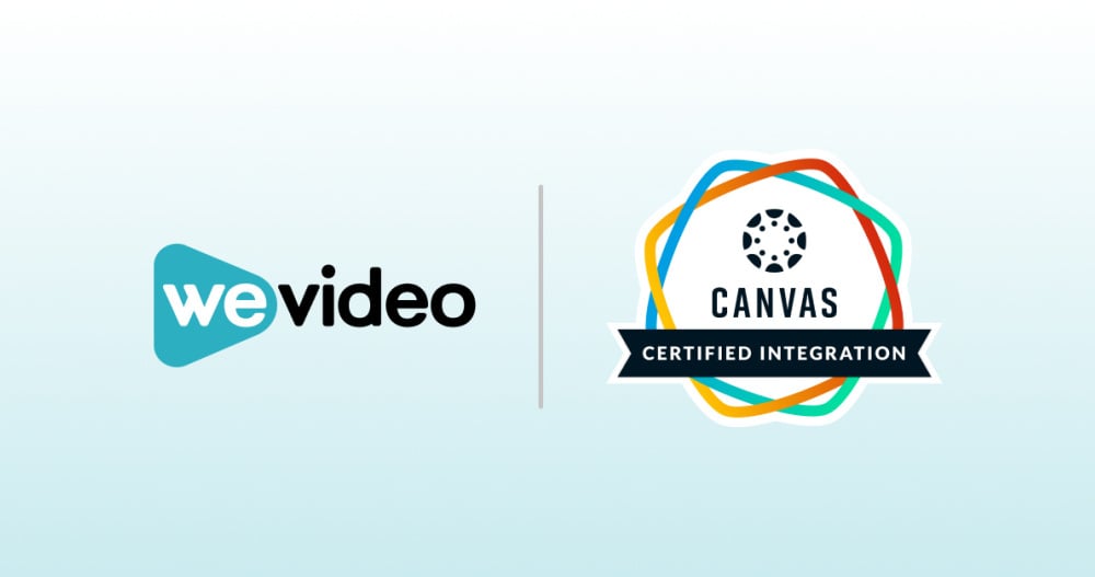 Light teal background. WeVideo and Canvas Certified Integration logos. 