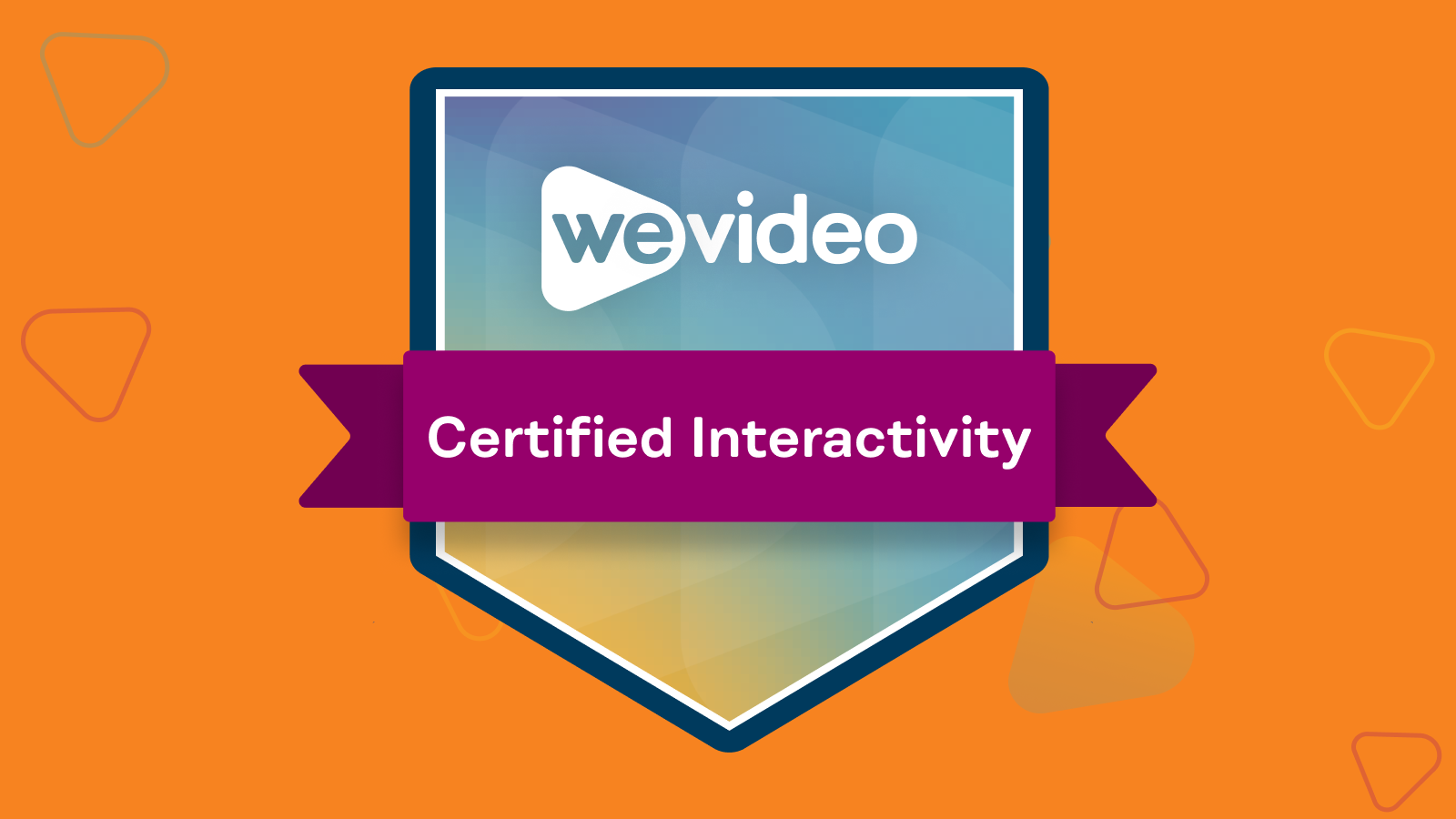 WeVideo Certified Interactivity course badge against orange background. 