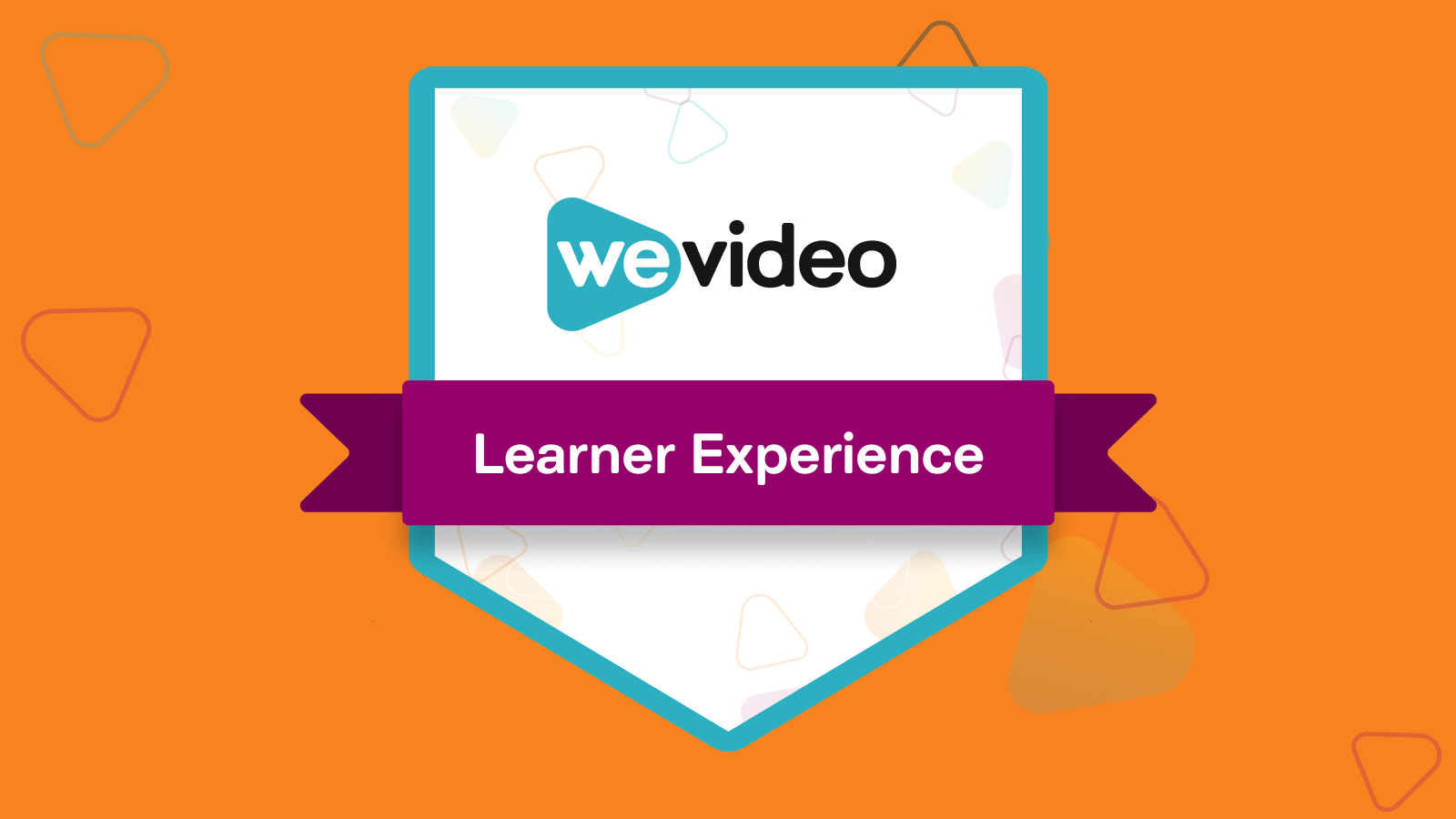 WeVideo Intearctive Student Level 1 course badge against orange background. 