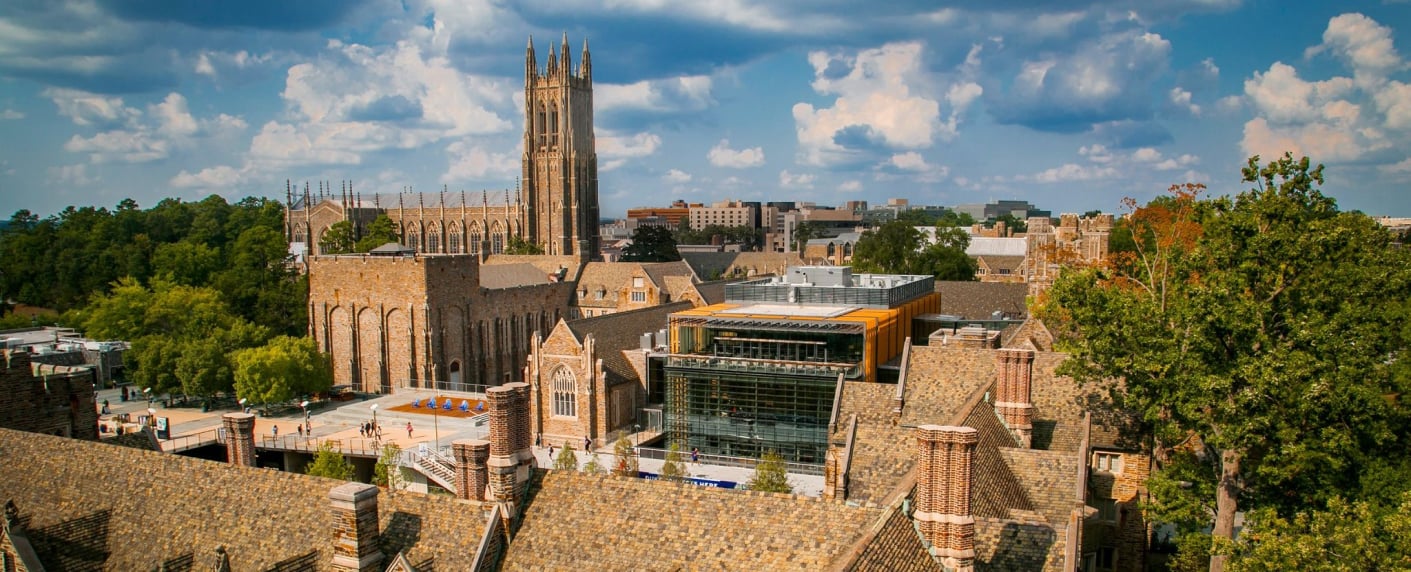 Aerial shot of Duke University.