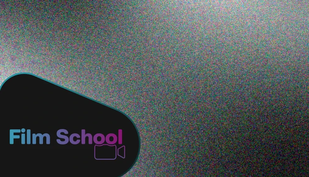Static film grain overlaid with the WeVideo Film School logo. 