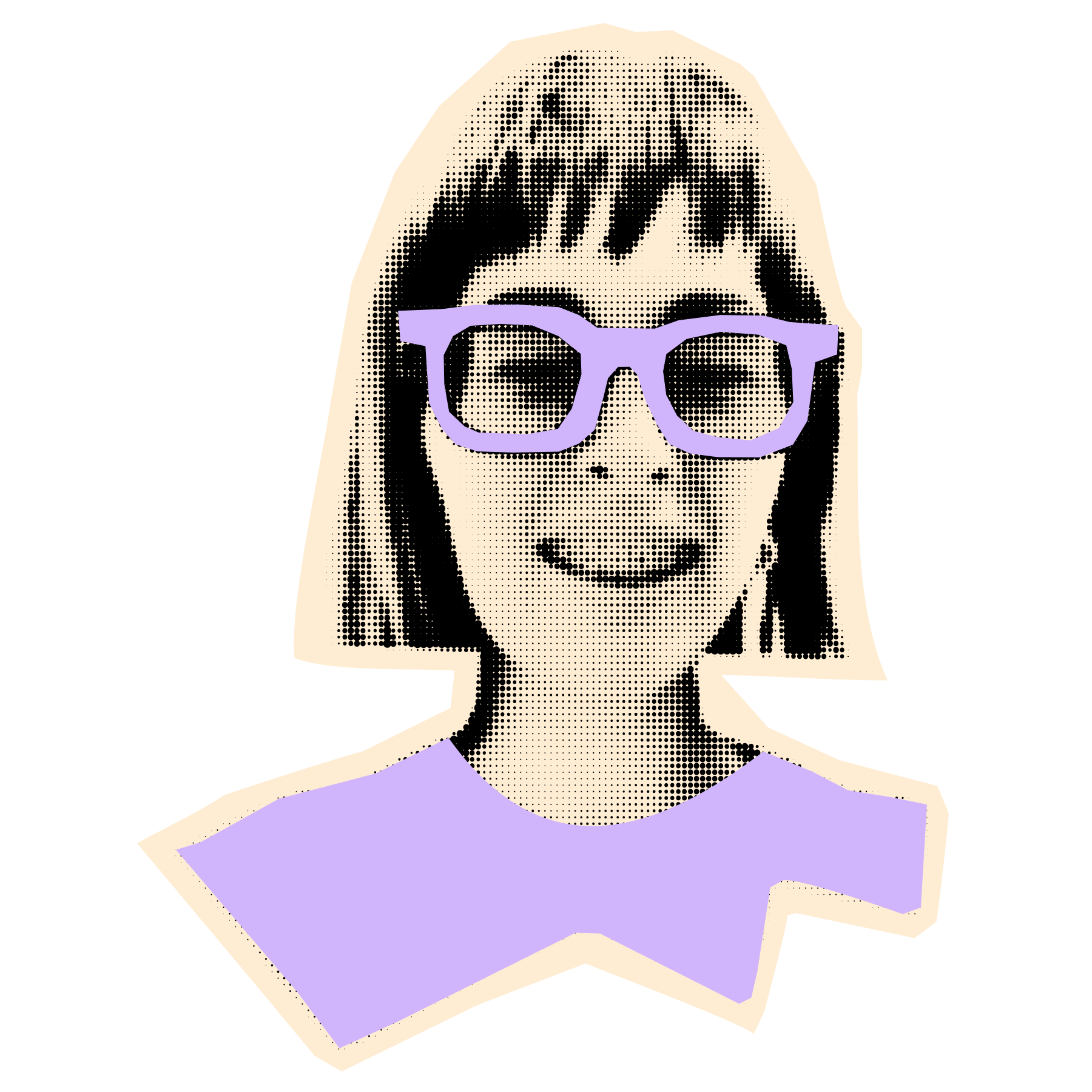 Icon of girl wearing retro purple outfit and glasses