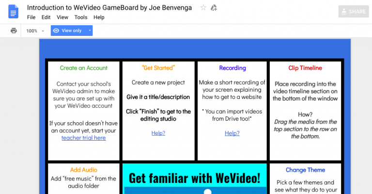 How to get started with WeVideo: board game