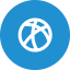 Icon of a stylized globe in a blue circle