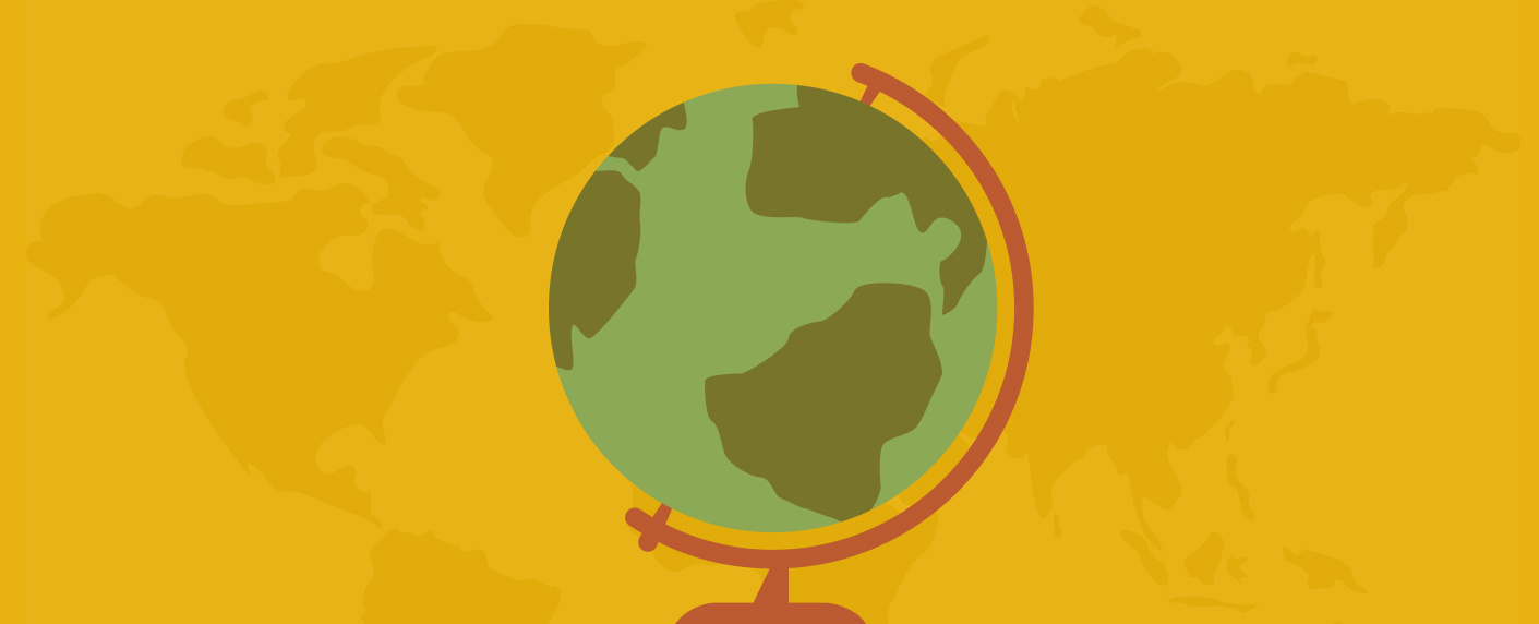 Illustration of globe on a yellow background