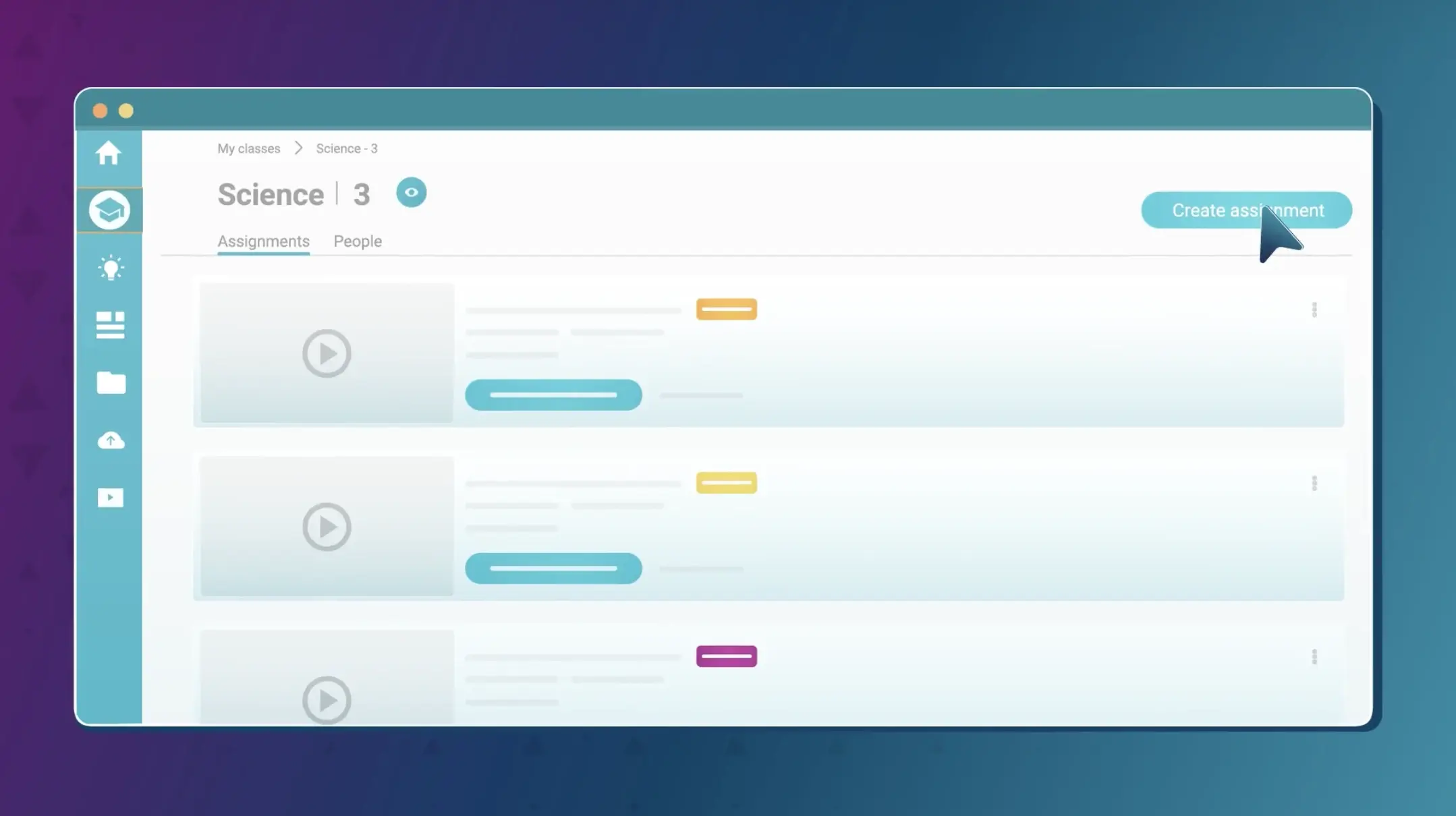 Display of how to create a new assignment in WeVideo