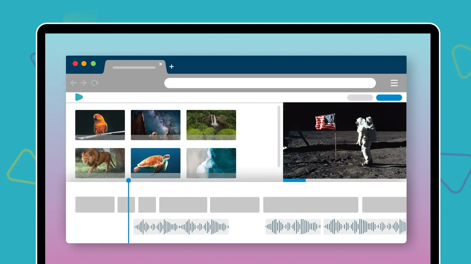 Illustration of video editor showing stock media