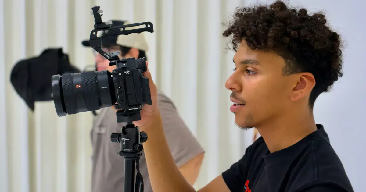 Student working on a film/interactive video project.