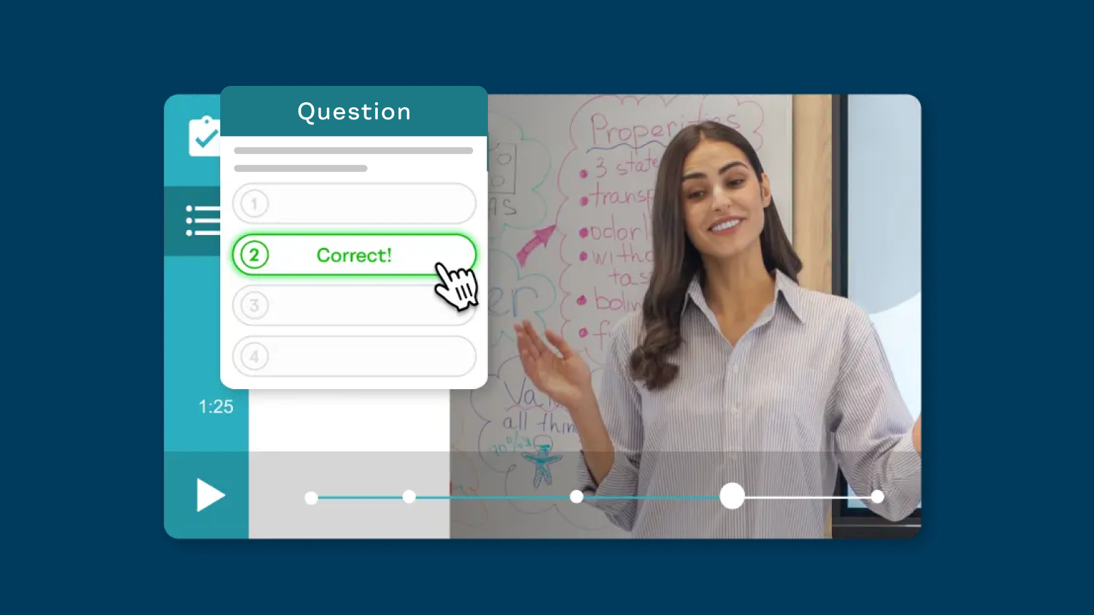 Instructor teaching a lesson in an interactive WeVideo video module.