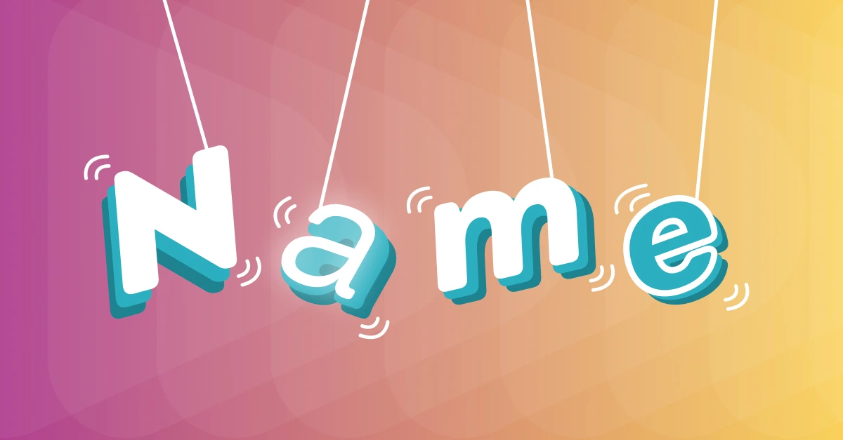 The word name with gradient purple, orange, and yellow background