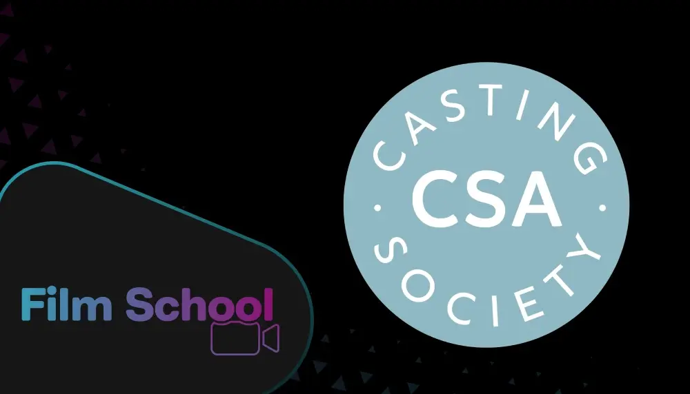 Casting Society of America (CSA) logo against black background and WeVideo's 