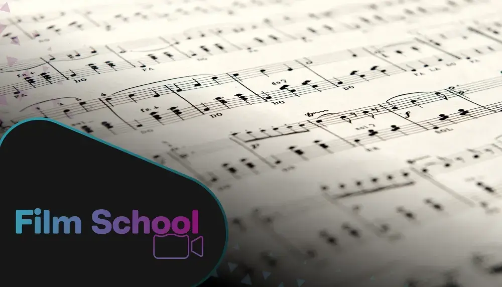 Sheet music. WeVideo Film School logo in bottom left corner. 