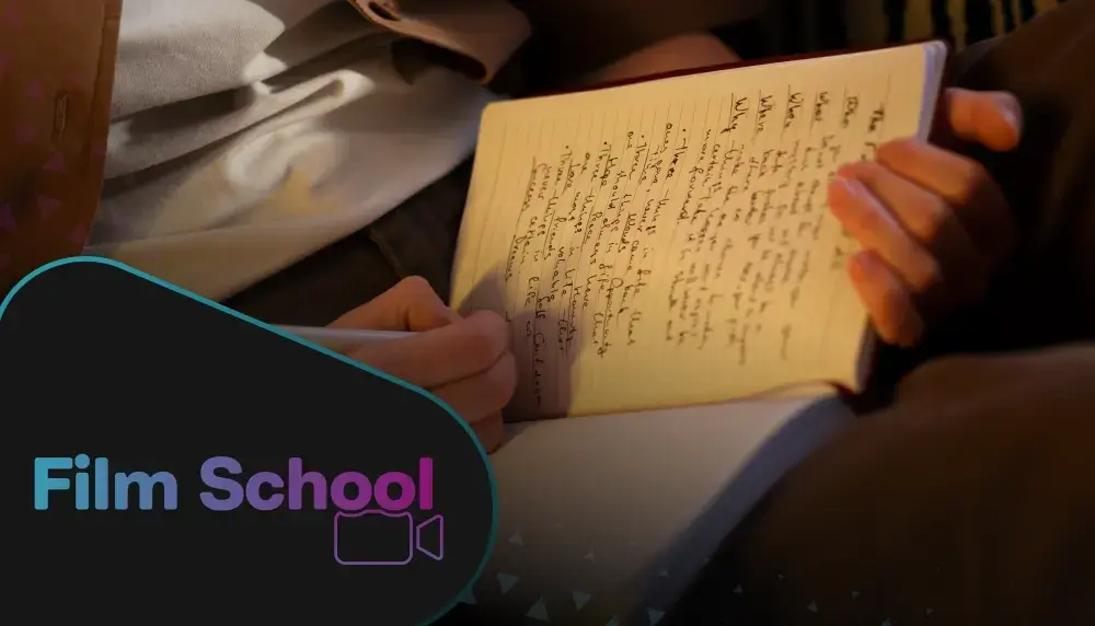 Someone writing a synopsis for film with WeVideo's 