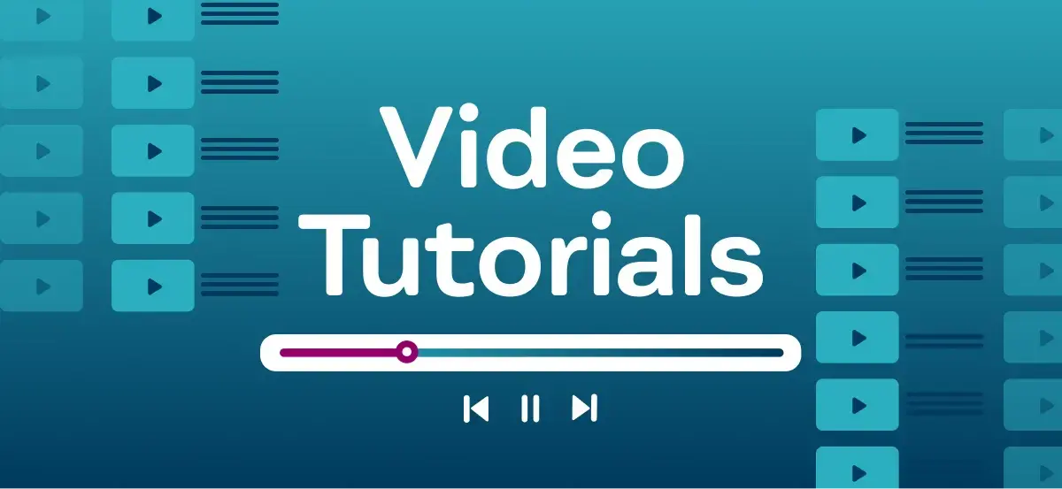 Video tutorials thumbnail with faux video player below title.