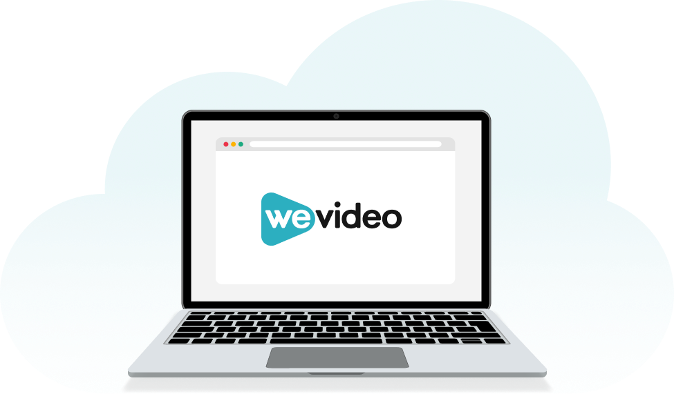 Open laptop with WeVideo logo on screen. 