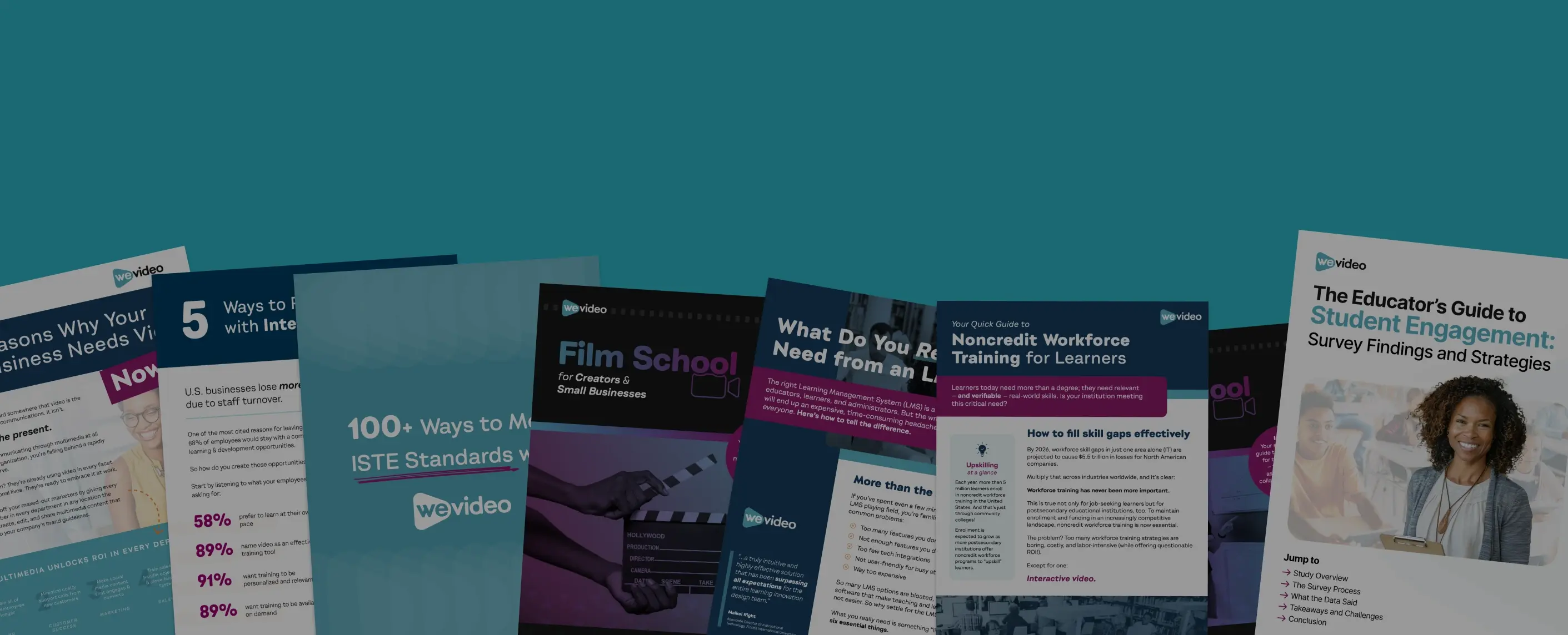 All WeVideo eBook covers against light blue background