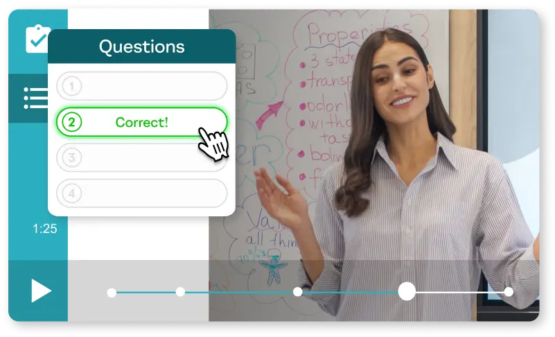 Example of multiple choice question appearing in interactive video. 